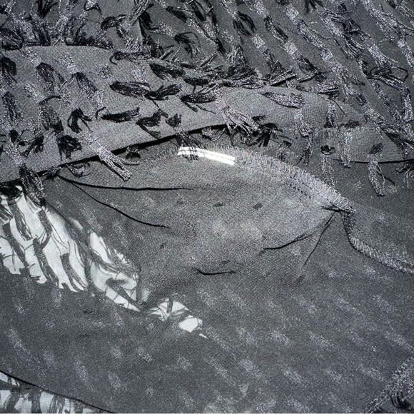 Zara Black Fringe Balloon Sleeve Top Size Small - Picture 7 of 12